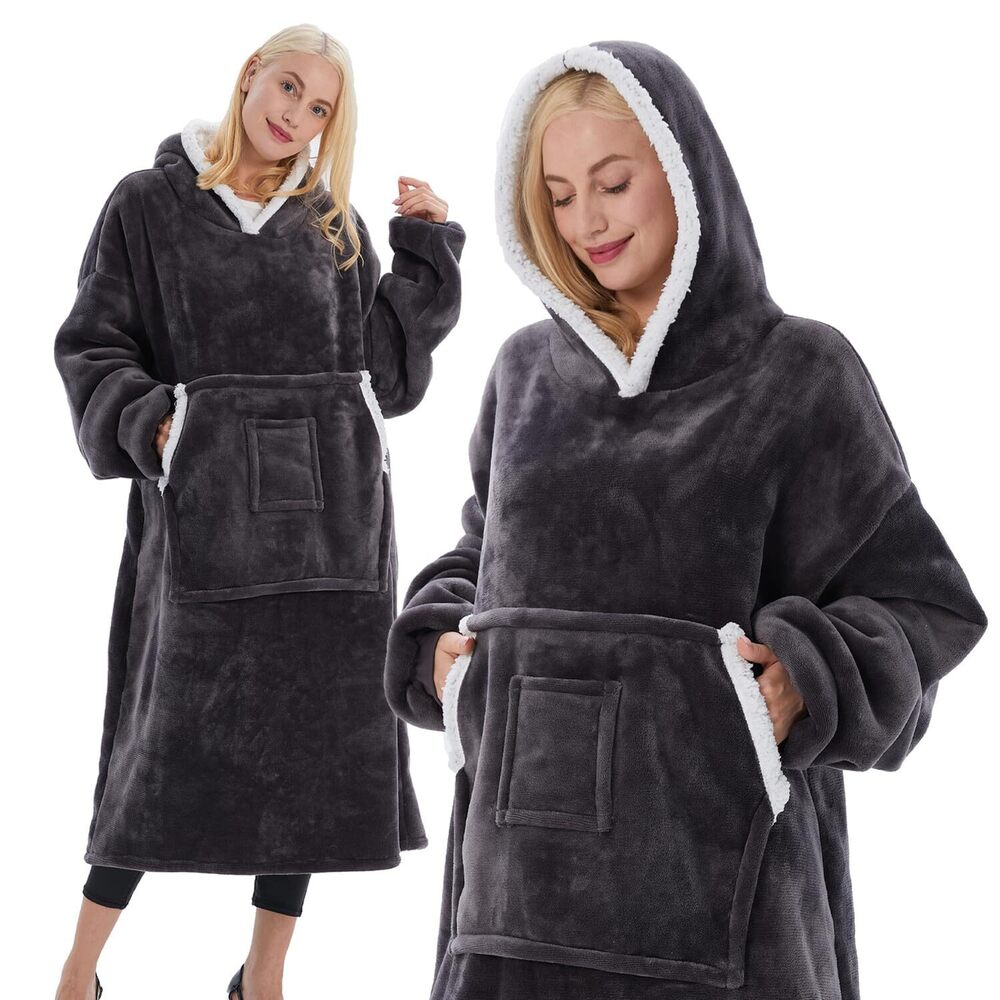 6708 Wearable Hoodie Sweatshirt 1200g Thick Warm Oversized Hoodie Blanket